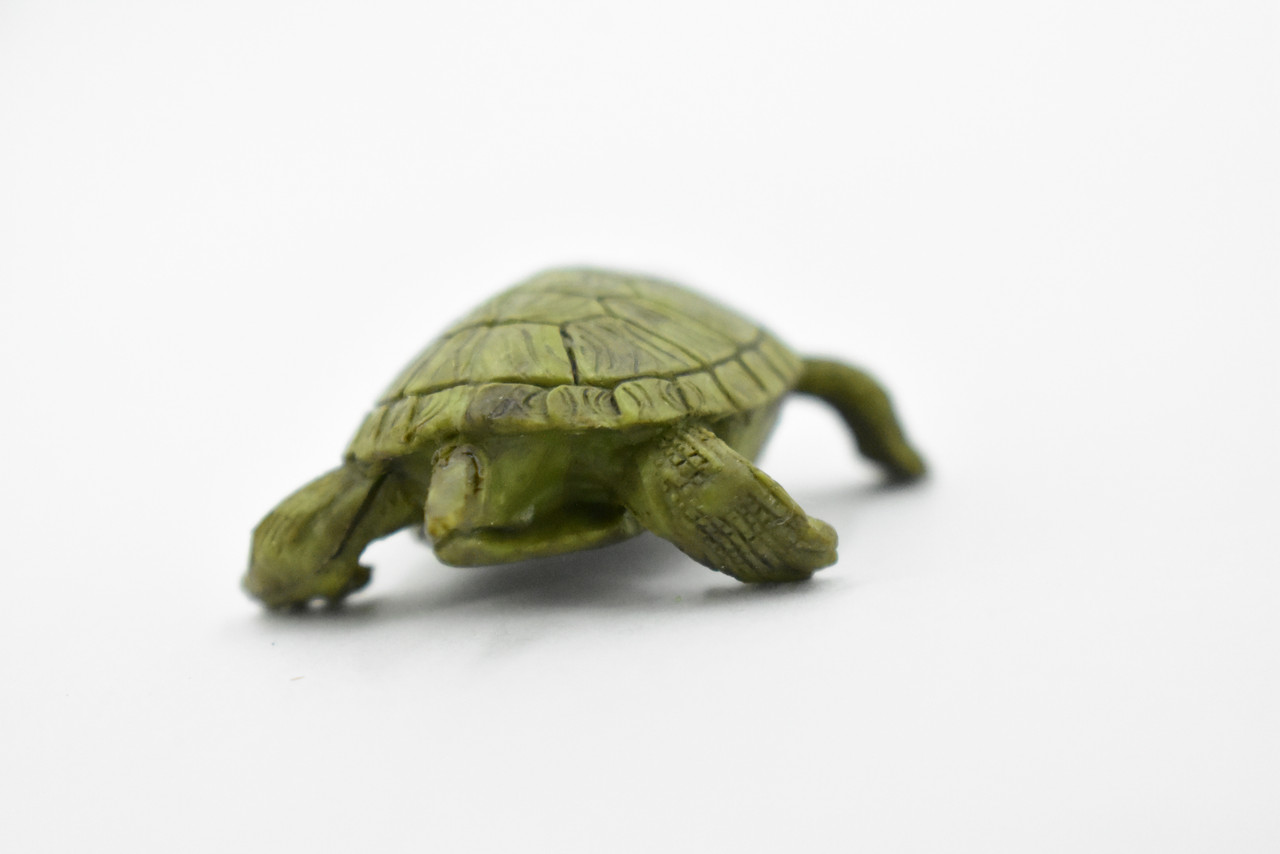 Turtle, Box Turtle, Pond Turtle, Rubber Reptile, Educational, Realistic, Figure, Lifelike Model, Figurine, Replica, Gift,       1 3/4" 