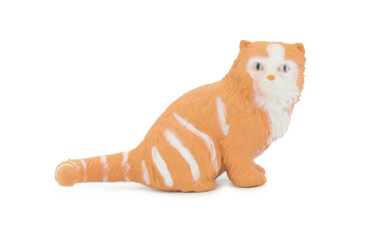 House Cat,  Orange Tabby, Marmalade Cat, Rubber, Hand Painted, Realistic, Figure, Model, Replica, Toy, Kids, Educational, Gift,    2"   F1667 B63