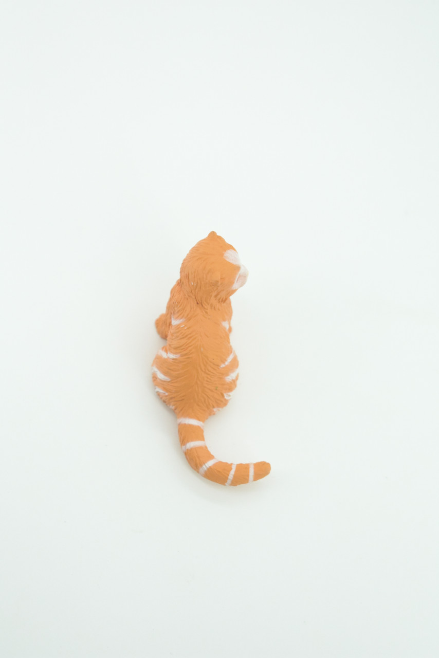 House Cat,  Orange Tabby, Marmalade Cat, Rubber, Hand Painted, Realistic, Figure, Model, Replica, Toy, Kids, Educational, Gift,    2"   F1667 B63