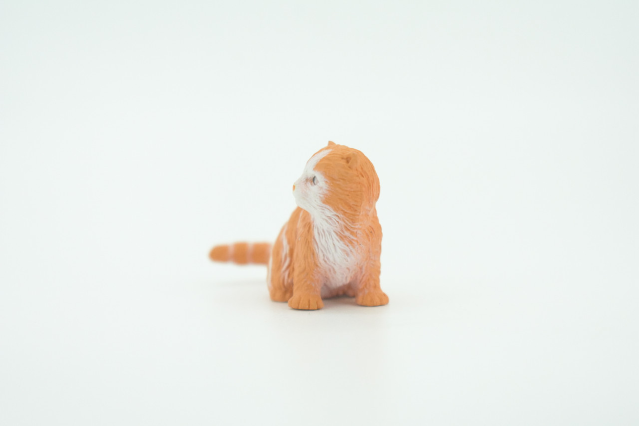 House Cat,  Orange Tabby, Marmalade Cat, Rubber, Hand Painted, Realistic, Figure, Model, Replica, Toy, Kids, Educational, Gift,    2"   F1667 B63