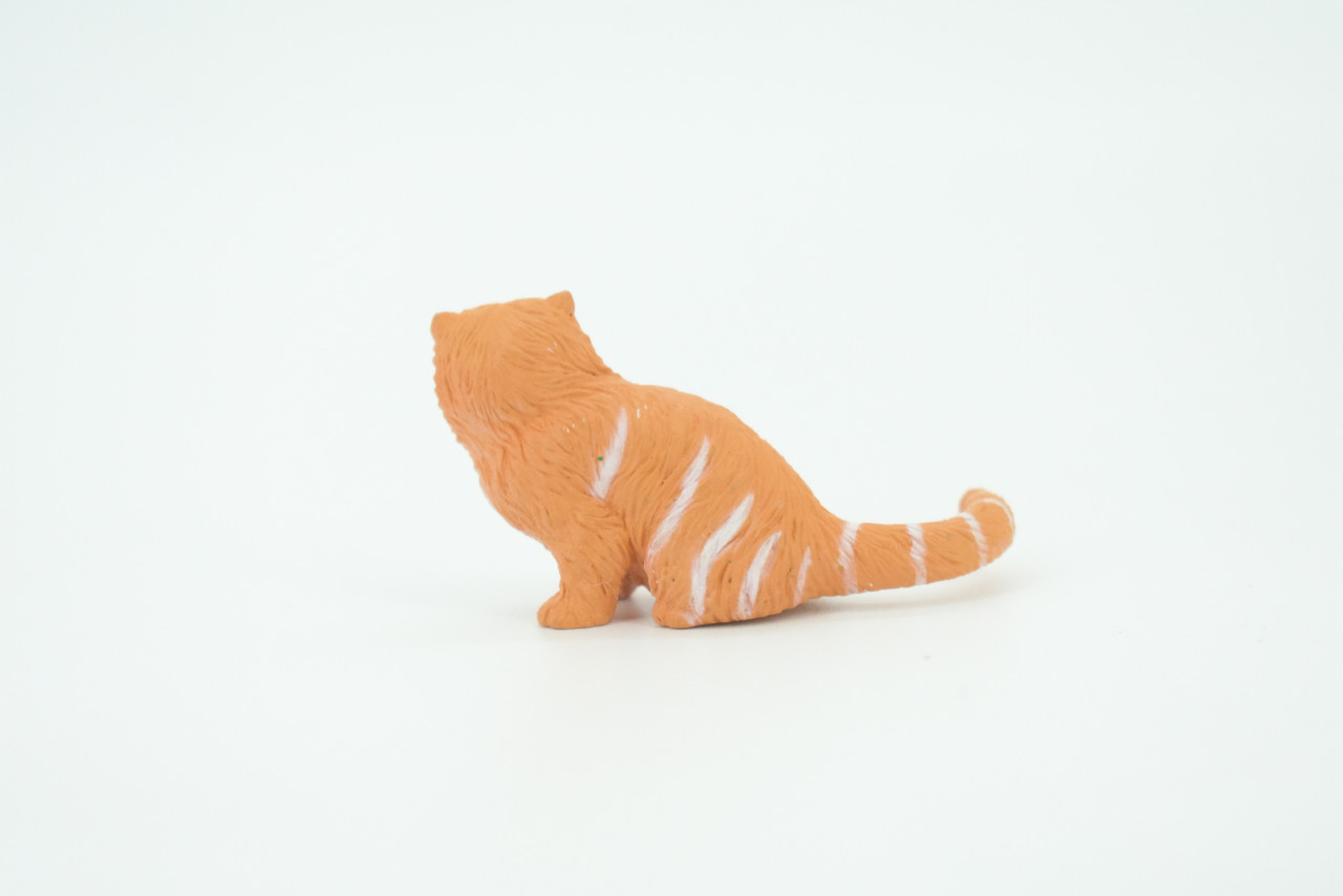 House Cat,  Orange Tabby, Marmalade Cat, Rubber, Hand Painted, Realistic, Figure, Model, Replica, Toy, Kids, Educational, Gift,    2"   F1667 B63