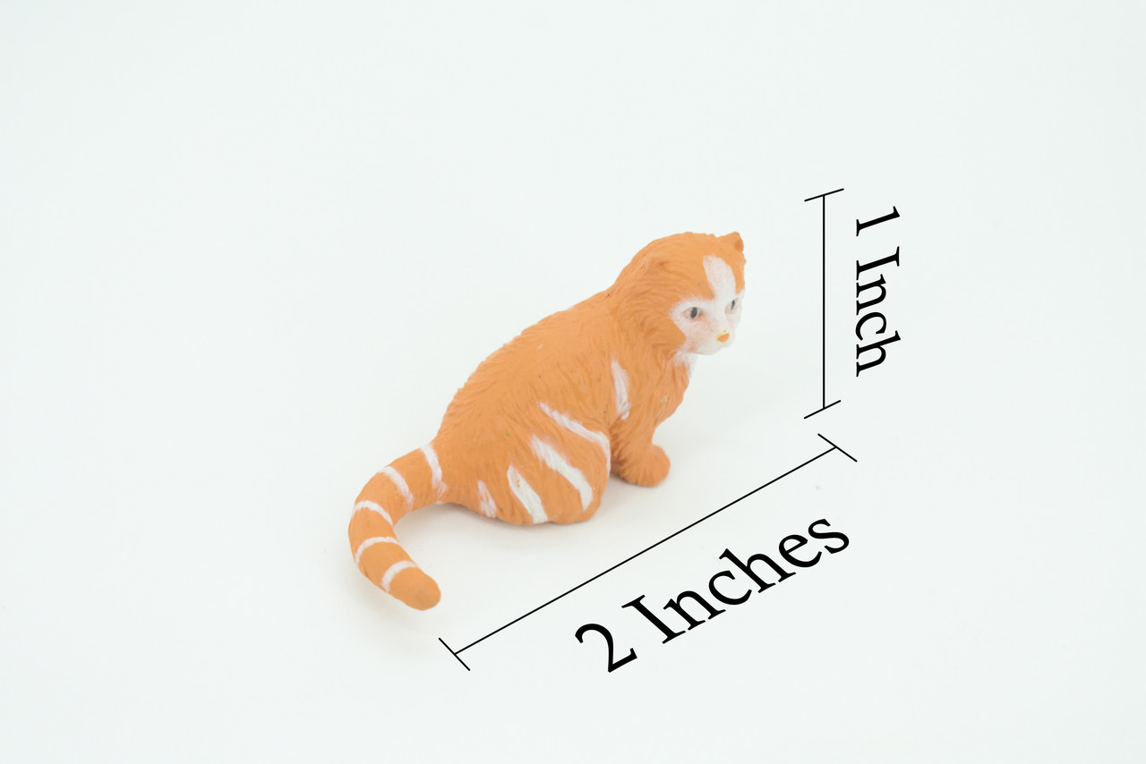 House Cat,  Orange Tabby, Marmalade Cat, Rubber, Hand Painted, Realistic, Figure, Model, Replica, Toy, Kids, Educational, Gift,    2"   F1667 B63