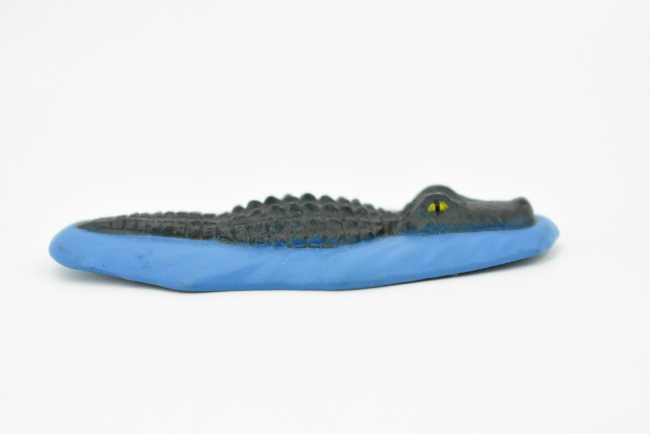 Alligator, Crocodile, in Water, Rubber Toy Reptile, Realistic Figure, Model, Replica, Kids, Educational, Gift,       2 1/2"      F1747 B77