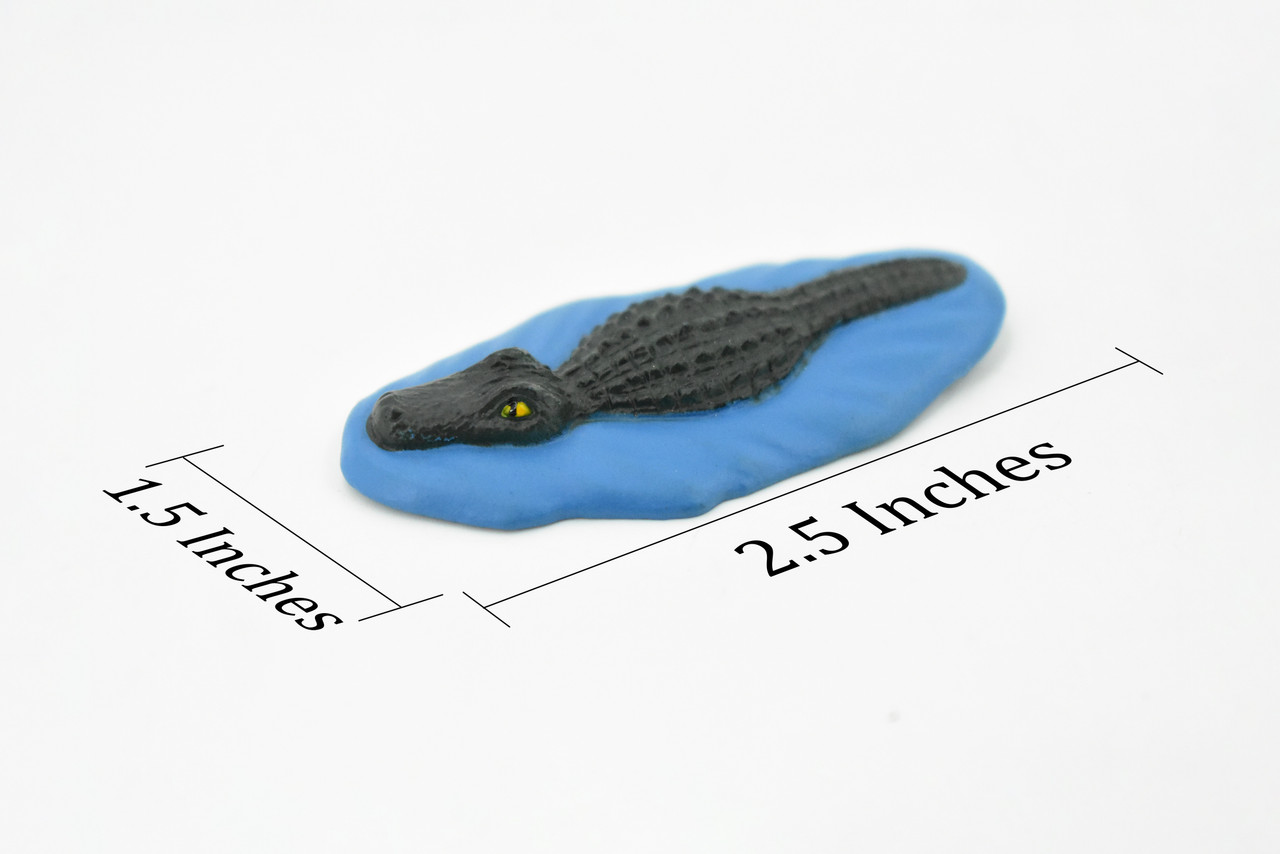 Alligator, Crocodile, in Water, Rubber Toy Reptile, Realistic Figure, Model, Replica, Kids, Educational, Gift,       2 1/2"      F1747 B77