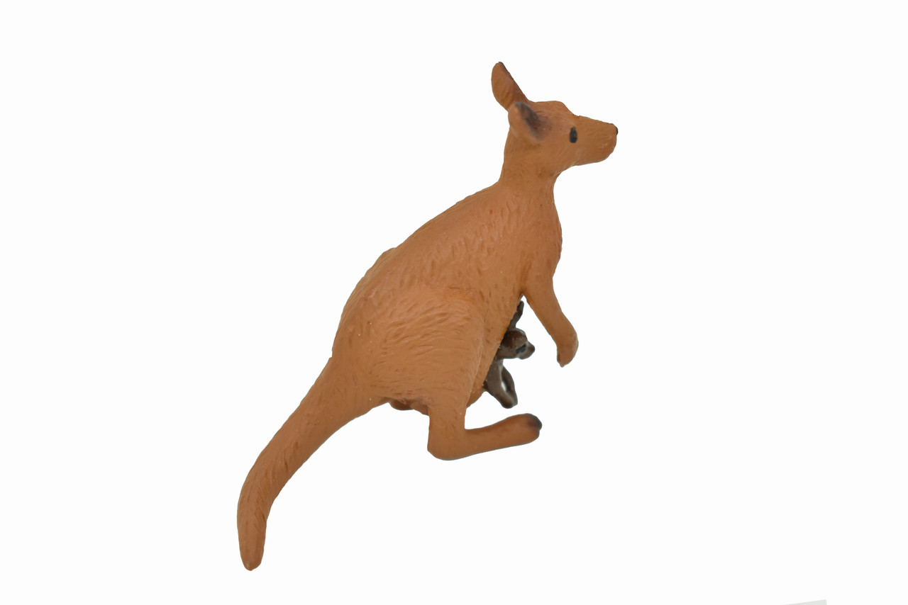 Kangaroo with Baby, Joey, Australian outback Marsupial, Very Nice Rubber Design, Educational Figure, Lifelike, Diorama Model, Toy, Kids,  2 1/2 Inches.