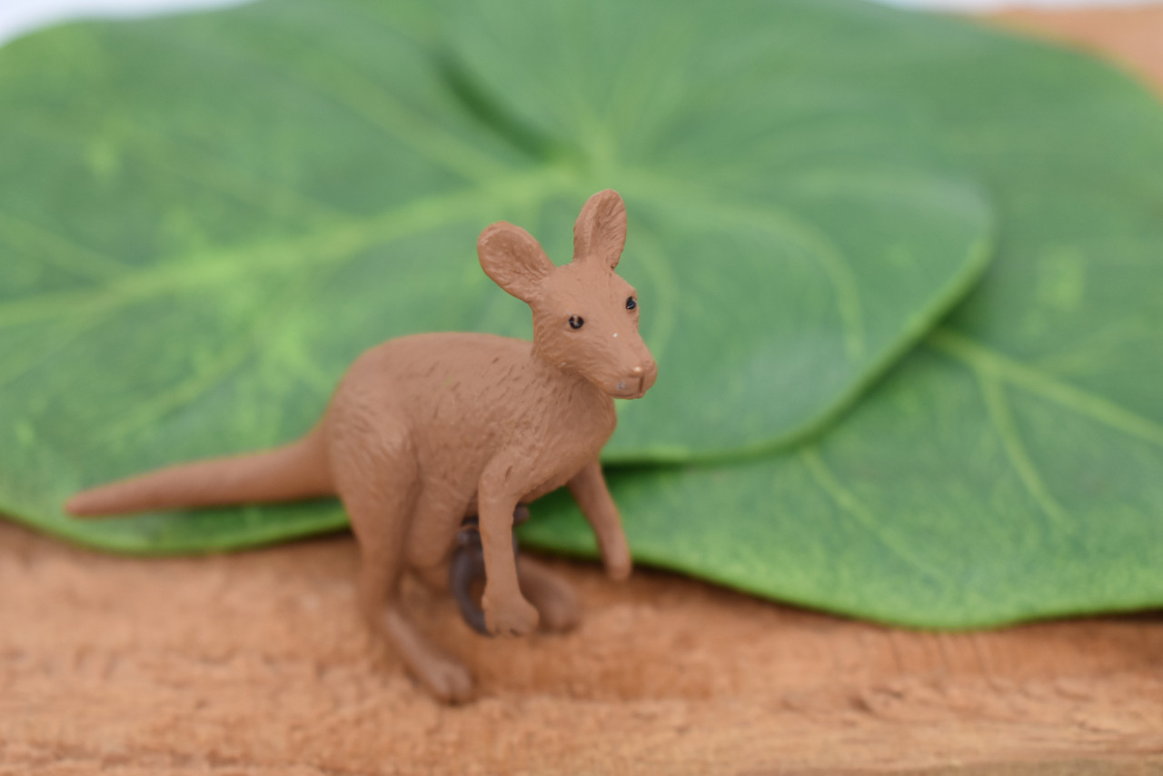 Kangaroo with Baby, Joey, Australian outback Marsupial, Very Nice Rubber Design, Educational Figure, Lifelike, Diorama Model, Toy, Kids,  2 1/2 Inches.