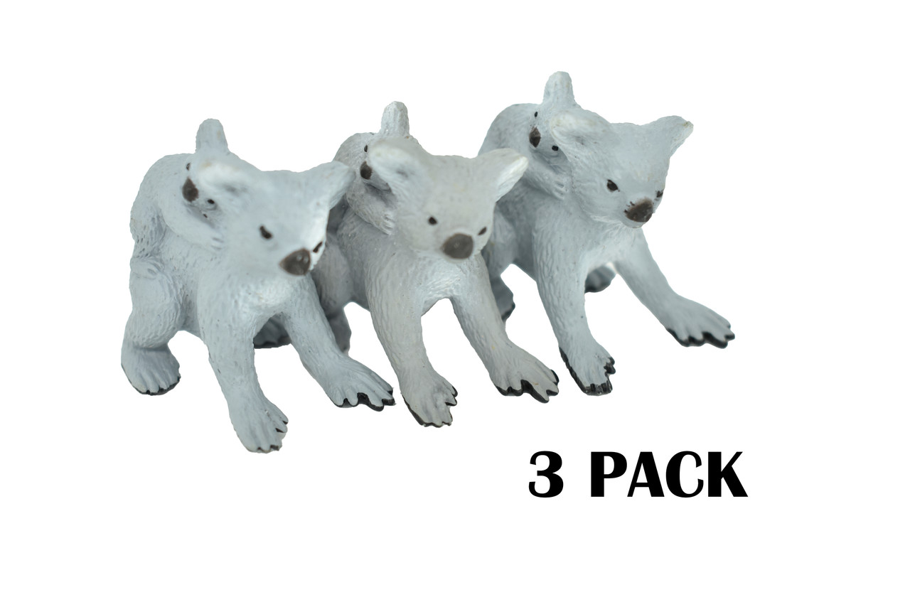 Koala with Baby, Marsupials, Australia's unique Animal, Very Nice Rubber Design, Educational Figure, Lifelike, Diorama Model, Replica, Toy, Kids, 1 1/2 Inches. 