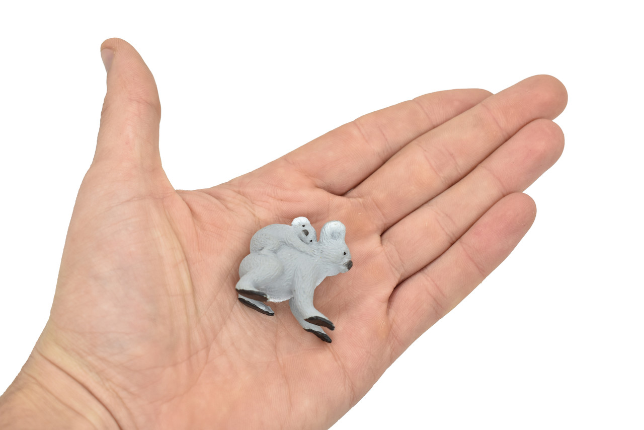 Koala with Baby, Marsupials, Australia's unique Animal, Very Nice Rubber Design, Educational Figure, Lifelike, Diorama Model, Replica, Toy, Kids, 1 1/2 Inches. 