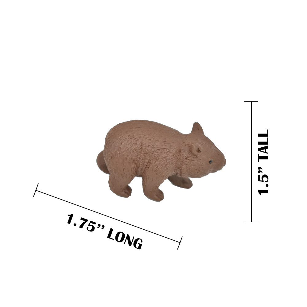Wombat, Marsupials, Australia's unique Animal, Very Nice Rubber Design, Educational Figure, Lifelike, Diorama Model, Replica, Toy, Kids,  1 3/4 Inches.
