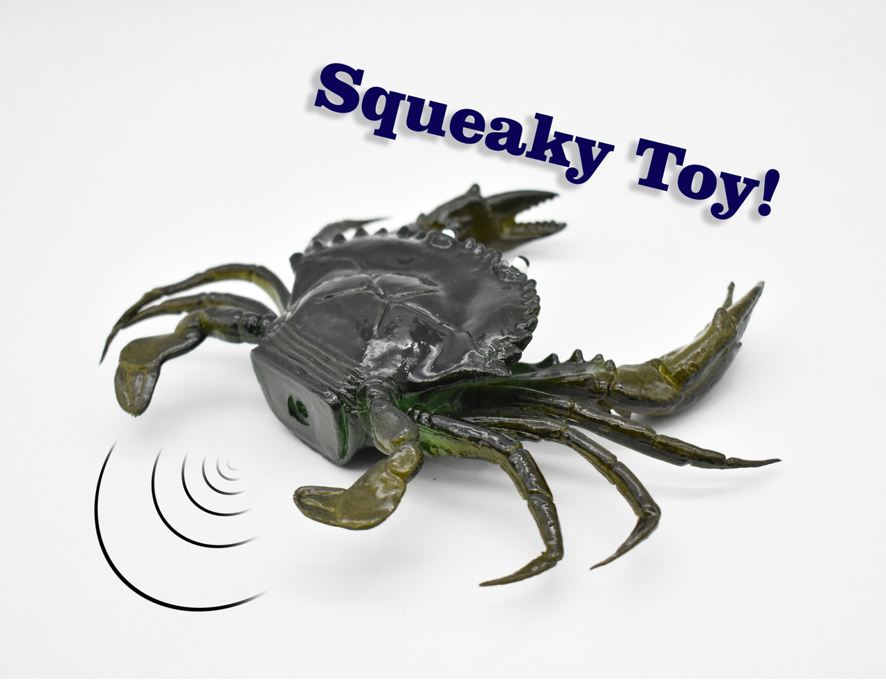 Crab, Mud Crab, With Squeak, Squeakee, Rubber, Crustacean Design, Educational, Hand Painted, Figure, Lifelike, Model, Replica, Gift       7"      F1765 B107
