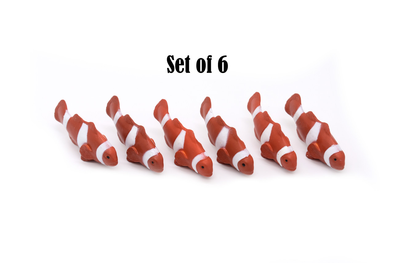 Clownfish, Reef Anemonefish, Rubber Fish Design, Realistic Figure, Educational, Figure, Lifelike, Toy Model, Figurine, Replica, Gift,       2 1/4"     1788 B145