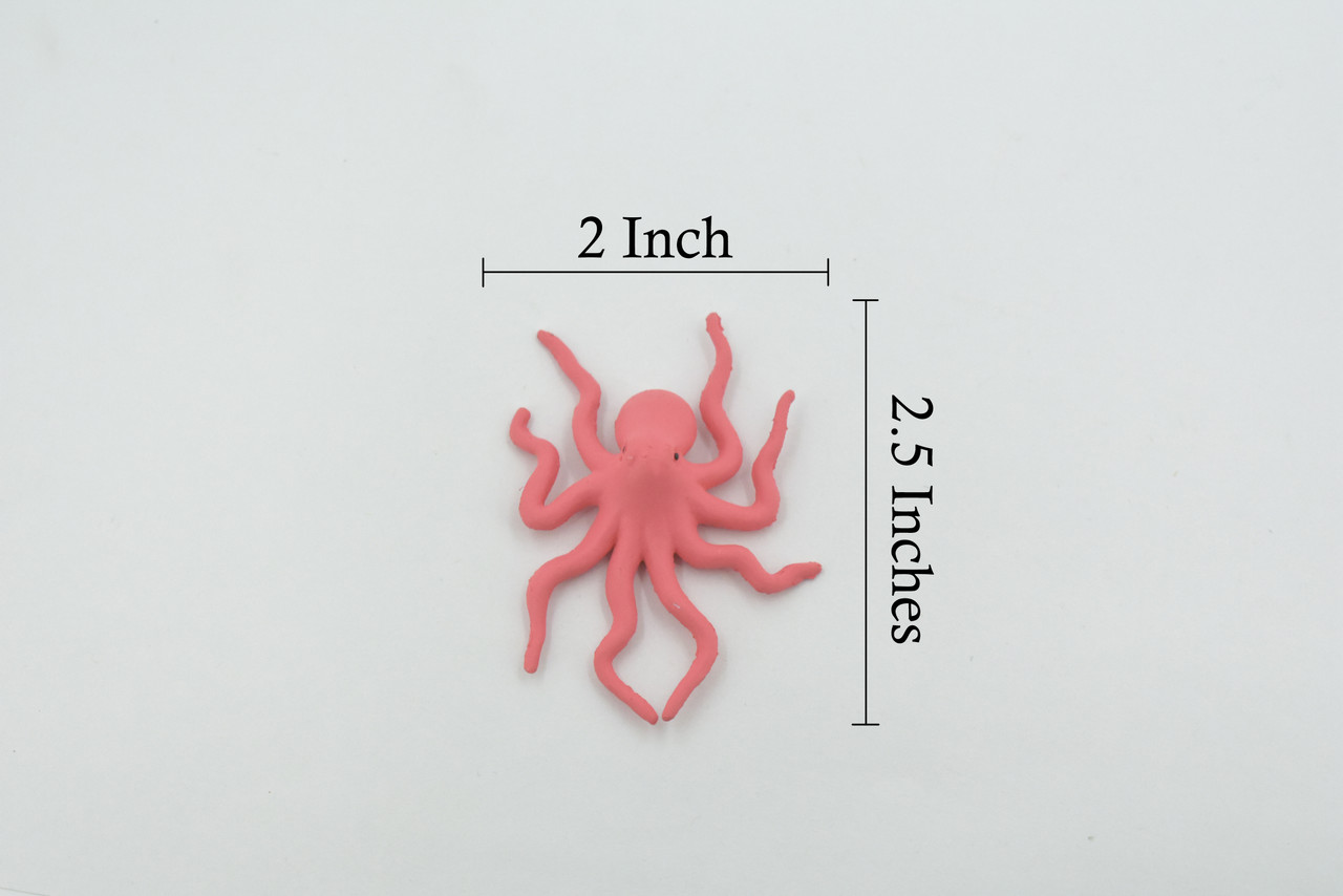 Octopus,  Octopuses, Rubber Octopodes, Saltwater, Realistic, Rubber, Design, Educational, Hand Painted, Figure, Lifelike, Model, Replica, Gift    2 1/2 "      F1792 B145