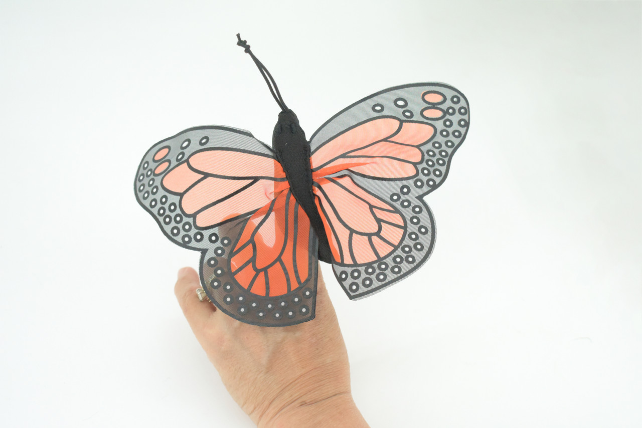 Monarch Butterfly Finger Puppet, Very Nice Plush Butterfly, Stuffed Insect, Educational, Realistic, Lifelike Model, Gift,   7"   F1804 B75