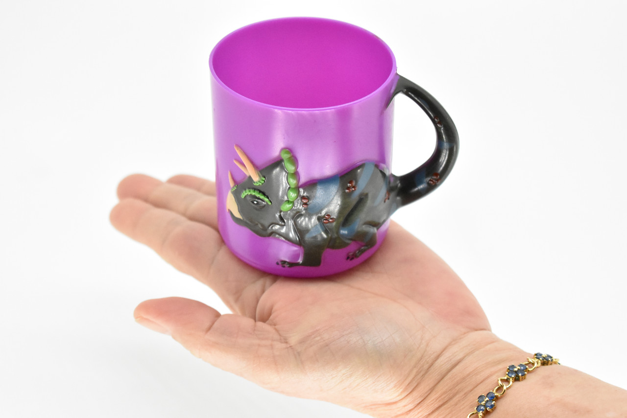 Triceratops Dinosaur, Children's Plastic Drinking Cup Purple Kids Gift 3"   F1896 B121