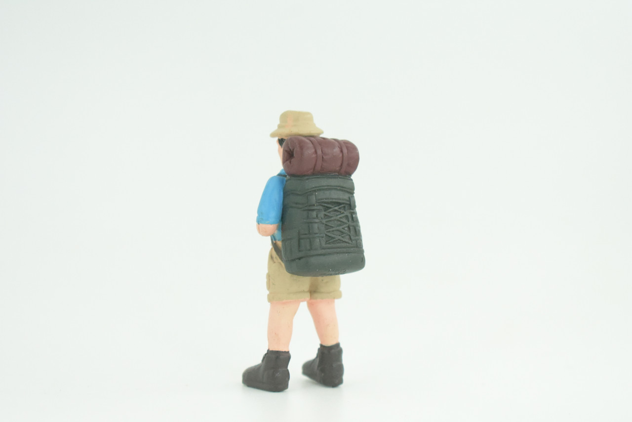 Backpacker, Hiking Man with Binoculars,  Rubber Design, Educational, Realistic Figure, Kids, Toys, Gift,    2 1/4 inches tall.     F1997 B103