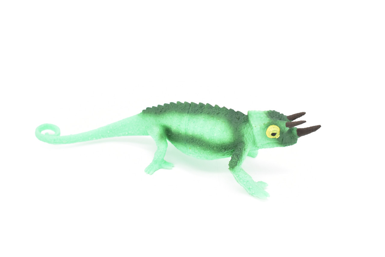 Chameleon, Three-Horned, Plastic Toy Lizard, Kids Gift, Realistic Figure, Educational Model, Replica, Gift,       7"      F2038 B187