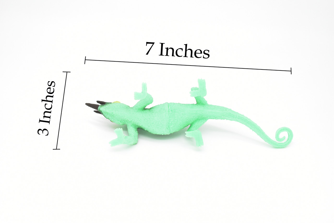 Chameleon, Three-Horned, Plastic Toy Lizard, Kids Gift, Realistic Figure, Educational Model, Replica, Gift,       7"      F2038 B187