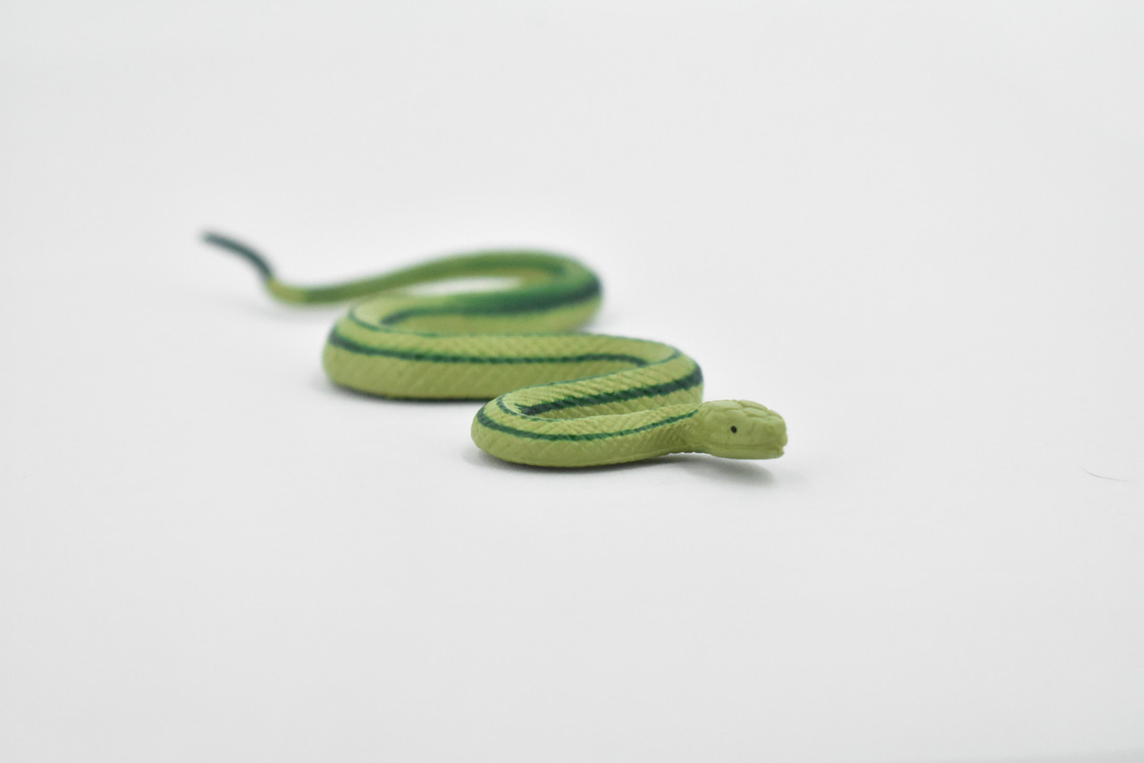 Snake, Baron's Green Racer Snake , Rubber Reptile, Educational, Realistic Hand Painted, Figure, Lifelike Model, Figurine, Replica, Gift,     5"      F2041 B39