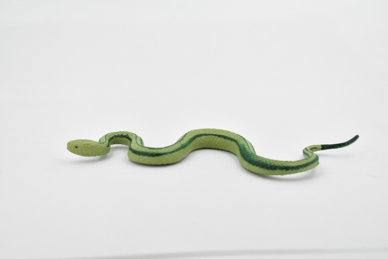 Snake, Baron's Green Racer Snake , Rubber Reptile, Educational, Realistic Hand Painted, Figure, Lifelike Model, Figurine, Replica, Gift,     5"      F2041 B39