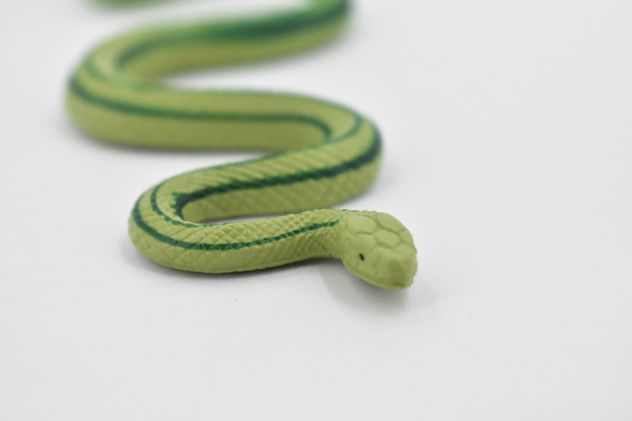 Snake, Baron's Green Racer Snake , Rubber Reptile, Educational, Realistic Hand Painted, Figure, Lifelike Model, Figurine, Replica, Gift,     5"      F2041 B39