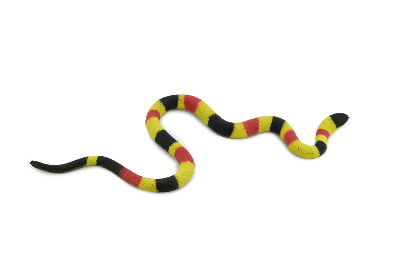Coral Snake, Rubber Reptile, Educational, Realistic Hand Painted, Figure, Lifelike Model, Figurine, Replica, Gift,       5 1/2" 