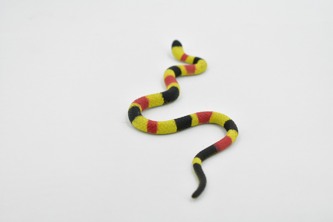 Coral Snake, Rubber Reptile, Educational, Realistic Hand Painted, Figure, Lifelike Model, Figurine, Replica, Gift,       5 1/2" 