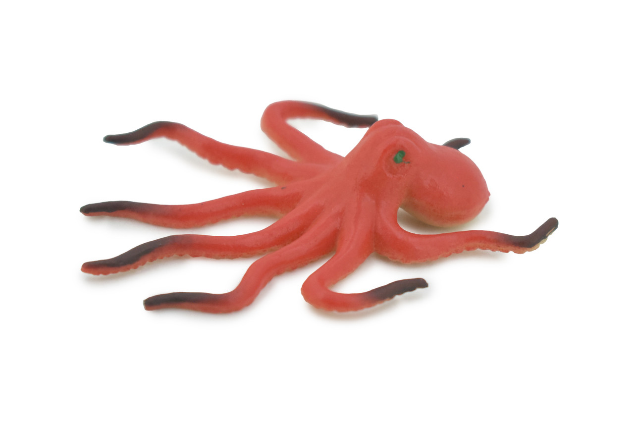 Octopus, Octopuses, Red, Rubber Octopodes, Educational, Realistic Hand Painted, Figure, Lifelike Figurine, Replica, Gift,       2 1/2"     F216 B36