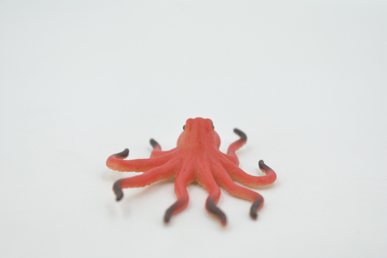 Octopus, Octopuses, Red, Rubber Octopodes, Educational, Realistic Hand Painted, Figure, Lifelike Figurine, Replica, Gift,       2 1/2"     F216 B36