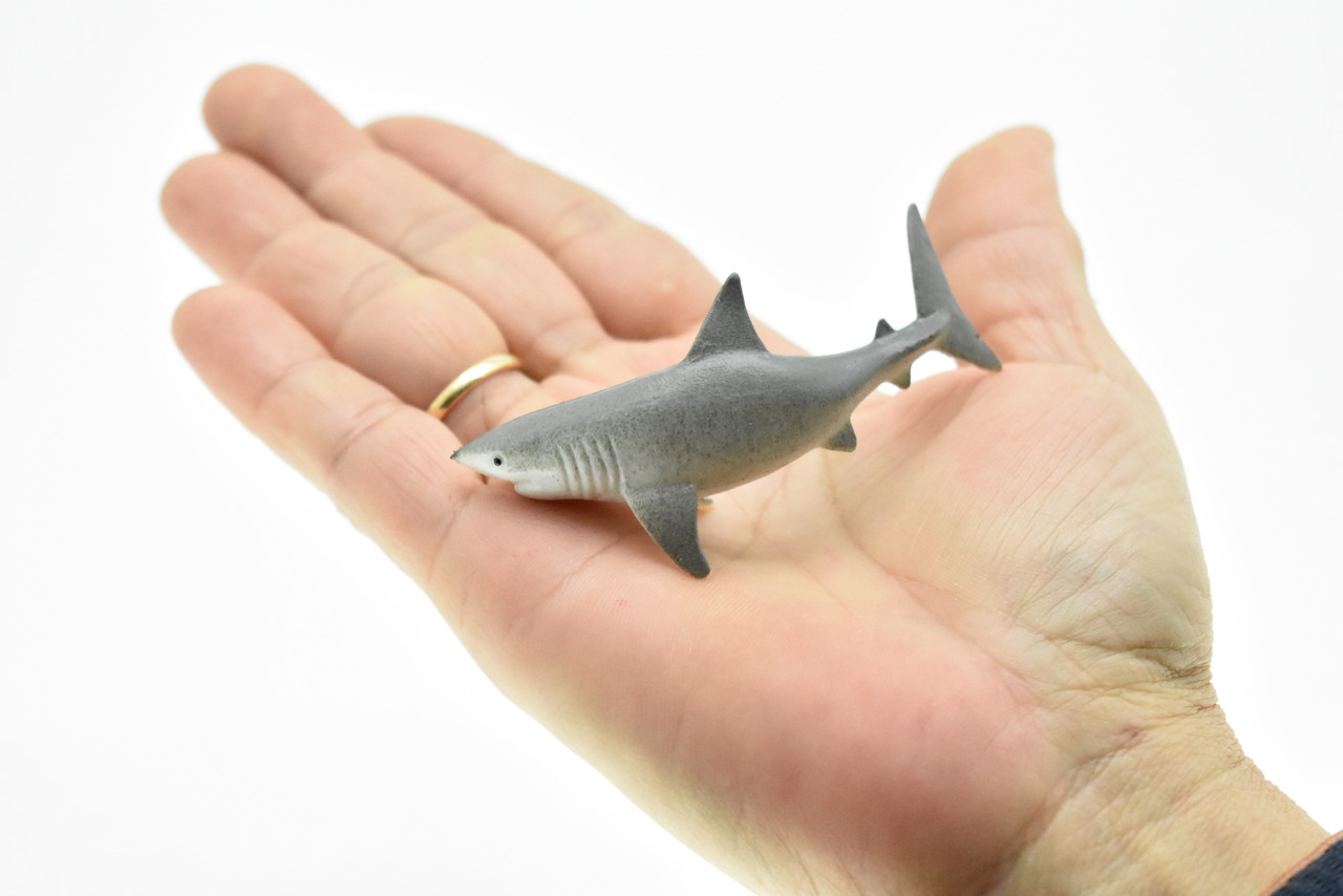 Great White Shark, Curved, Very Nice Rubber Replica     3"   -   F224 B36