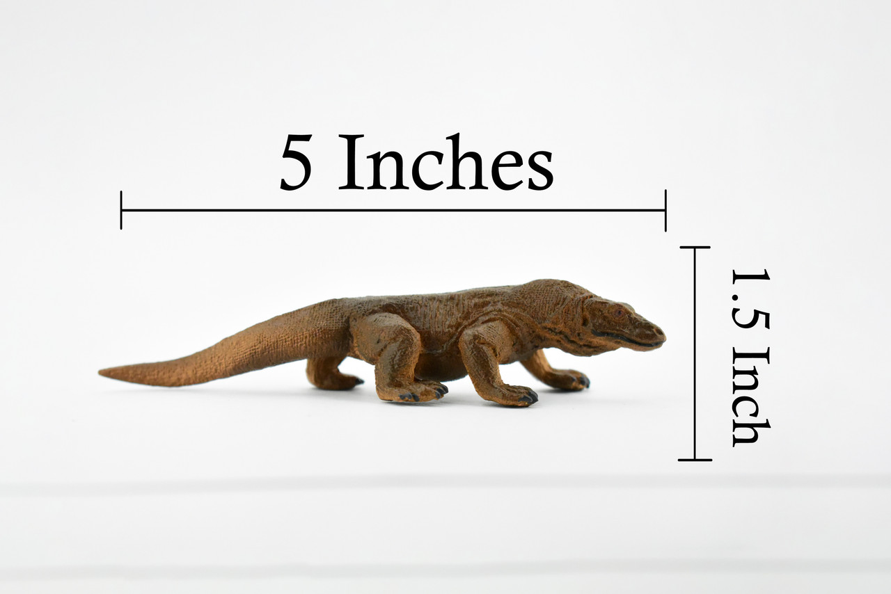 Komodo Dragon, Brown, Lizard, Very Nice Rubber Reptile, Educational, Hand Painted, Realistic, Replica, Toys, Kids, Gift,    5 Inches. 