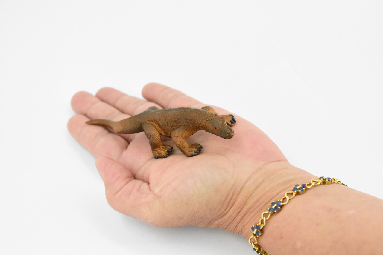 Komodo Dragon, Brown, Lizard, Very Nice Rubber Reptile, Educational, Hand Painted, Realistic, Replica, Toys, Kids, Gift,    5 Inches. 
