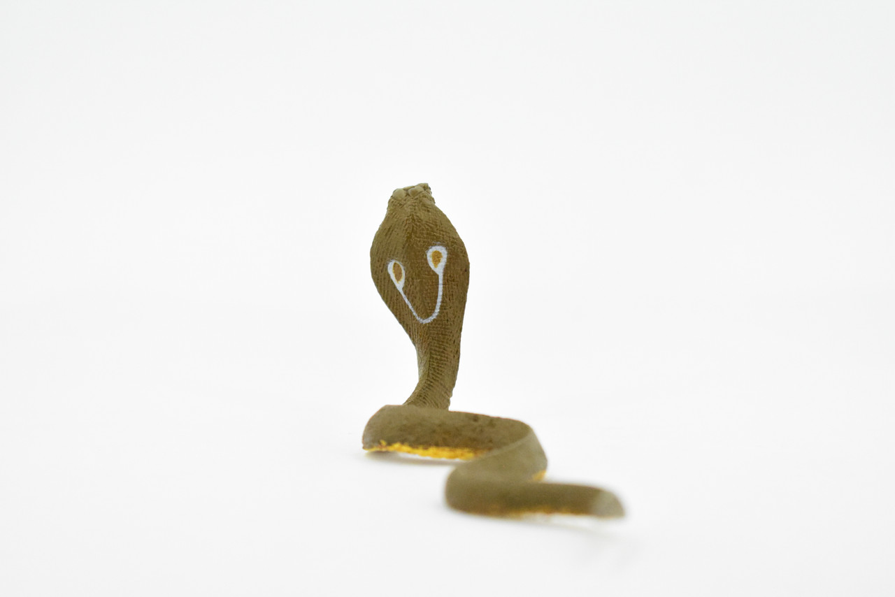 Common Indian Cobra, Rubber Snake, Reptile, Educational, Realistic, Hand Painted, Figure, Lifelike, Toys, Kids, Gift,     4 Inches. 
