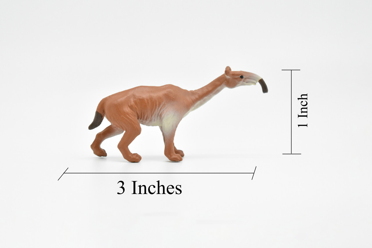 Macrauchenia, Long Neck Llama, Ice Age Mammal, Educational, Realistic, Hand Painted, Figure, Lifelike Model, Gift,  3 Inches. 