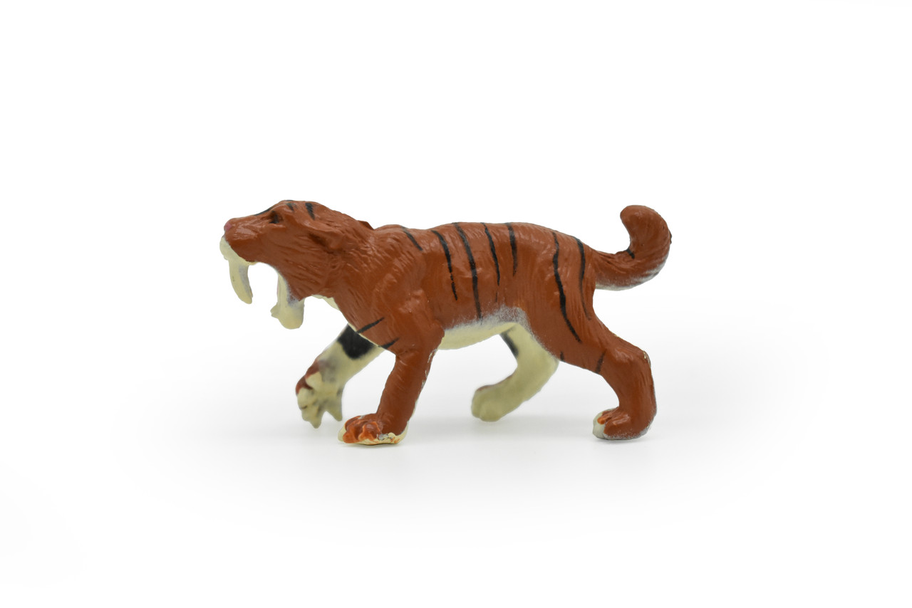 Saber-toothed Cat, Smilodon, Ice Age Mammal, Educational, Realistic, Hand Painted, Figure, Lifelike Model, Gift,   2 Inches. 