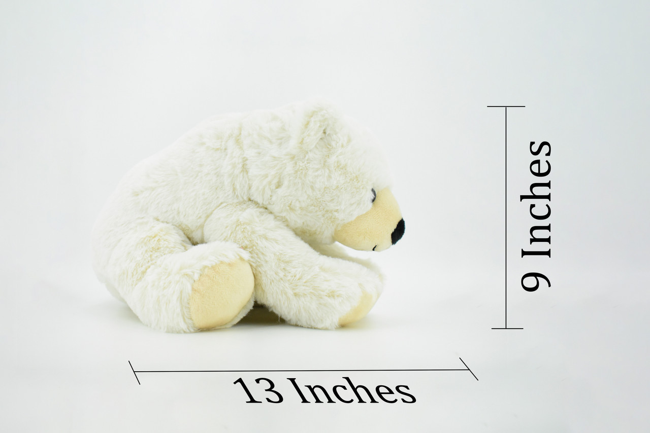 Polar Bear, Stuffed Animal, Educational, Plush Realistic Figure, Lifelike Model, Replica, Gift,    13"    F3258 B395