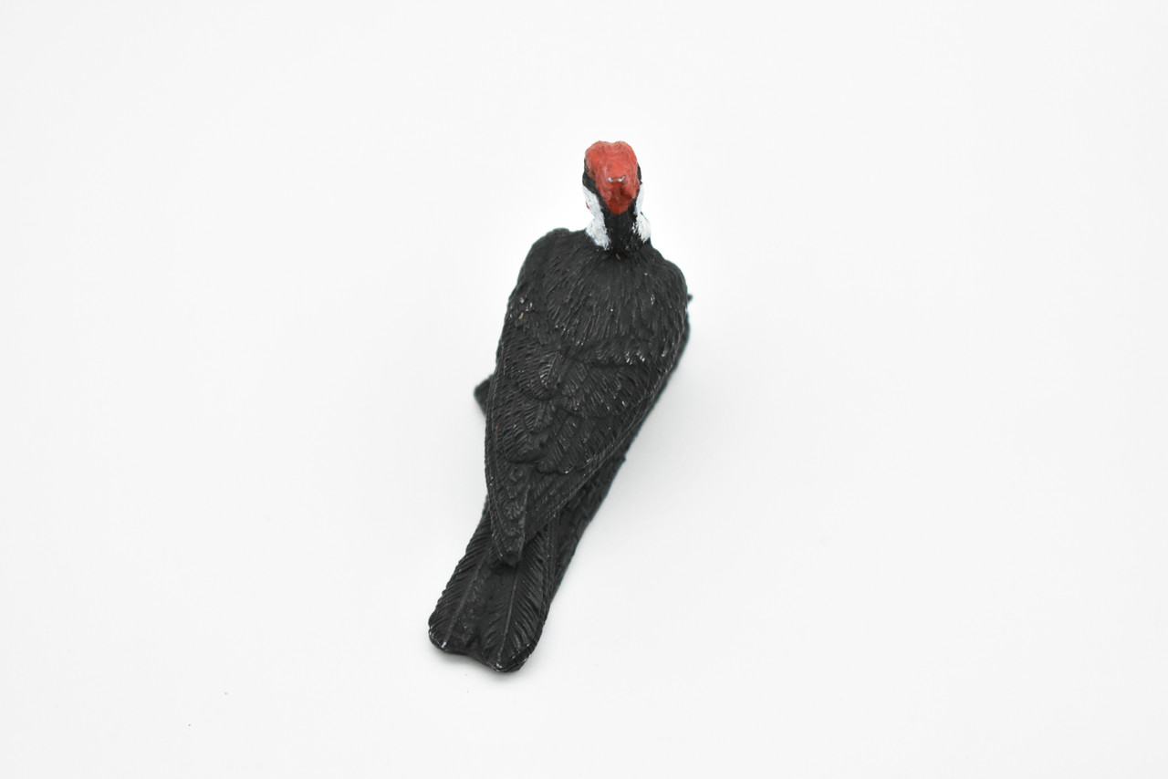 Pileated Woodpecker, Very Nice Rubber Bird, Educational, Realistic, Hand Painted, Figure, Lifelike Model, Figurine, Replica, Gift,   2 1/2"    F3391 B27