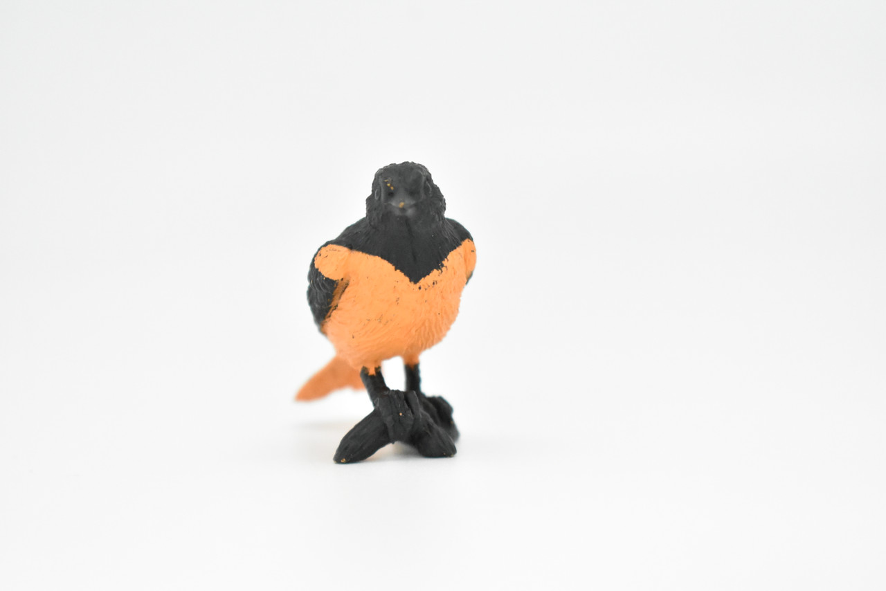 Oriole, Baltimore, Rubber Bird, Educational, Realistic, Hand Painted, Figure, Lifelike Model, Figurine, Replica, Gift,      2" 