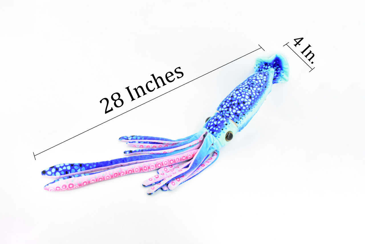 Squid, Blue, Ocean, Marine, Very Nice Plush, Stuffed Animal, Toy, Kids, Realistic Figure, Educational, Gift,    28 inches long 