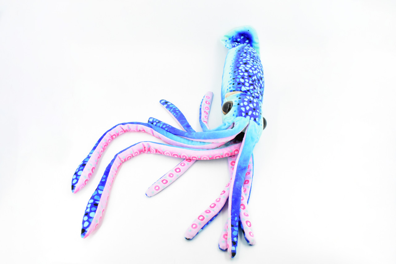 Squid, Blue, Stuffed Animal, Educational, Plush Realistic Figure, Lifelike Model, Replica, Gift,      28"    F3400 B325