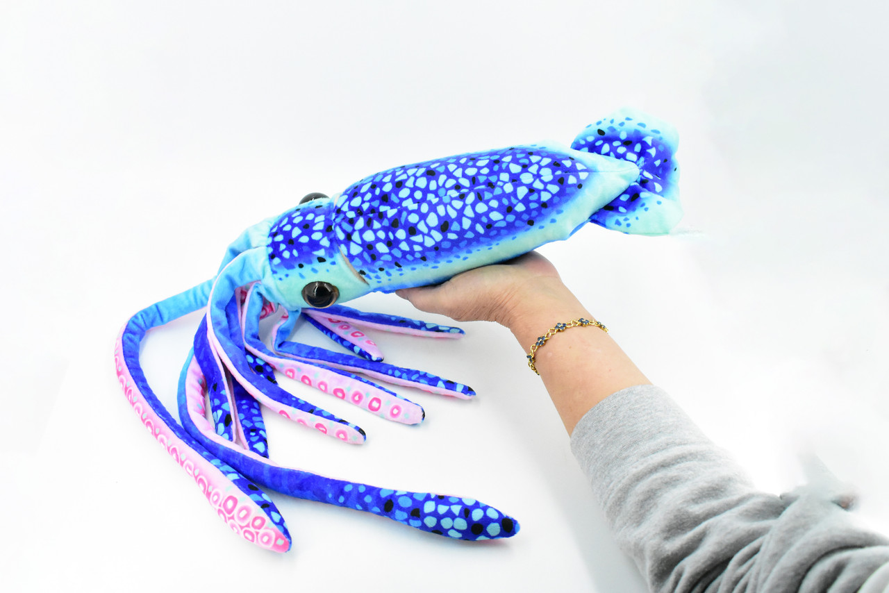 Squid, Blue, Ocean, Marine, Very Nice Plush, Stuffed Animal, Toy, Kids, Realistic Figure, Educational, Gift,    28 inches long 