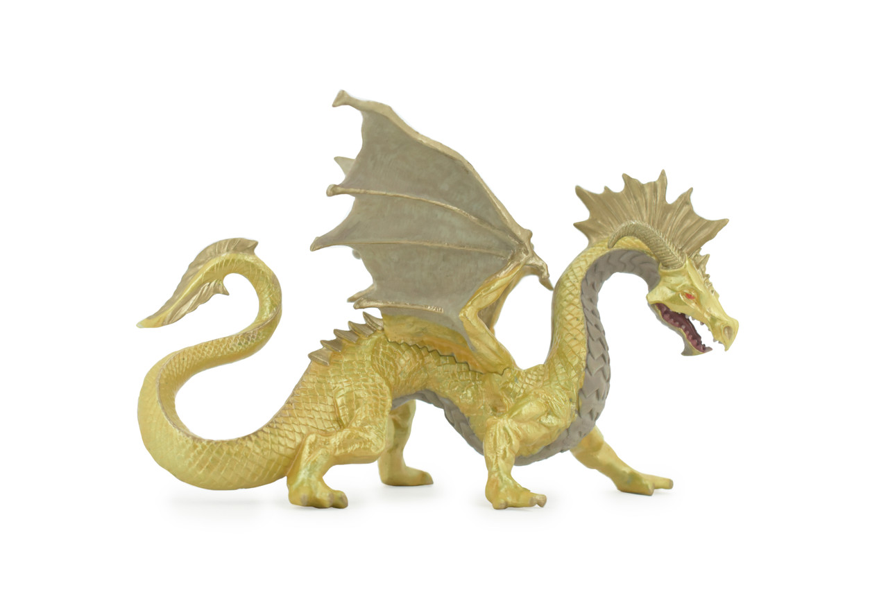 Dragon, Golden Dragon, Museum Quality, Highly Detaied, Hand Painted, Myth, Fantasy, Plastic, Educational, Realistic, Figure, Lifelike Figurine, Gift,      7"      F3423 B356