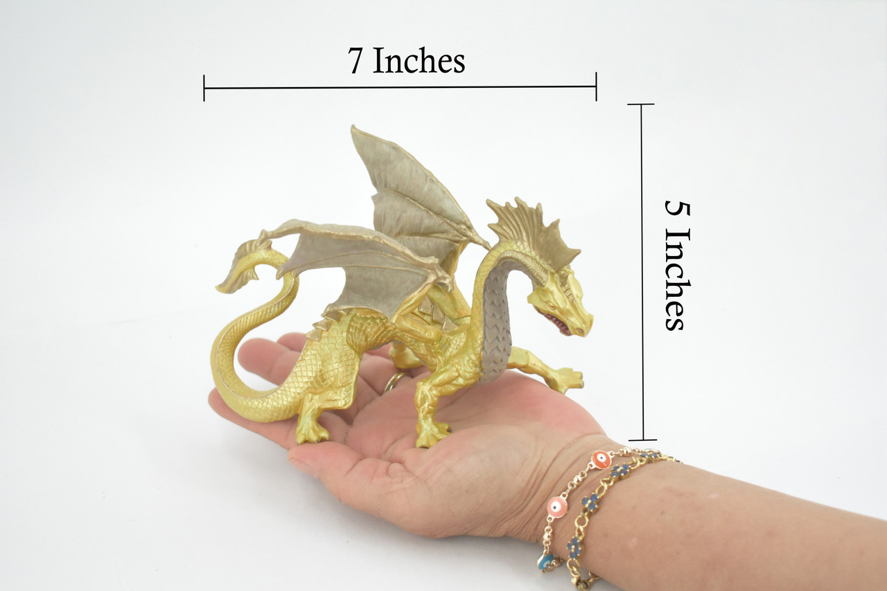 Dragon, Golden Dragon, Museum Quality, Highly Detaied, Hand Painted, Myth, Fantasy, Plastic, Educational, Realistic, Figure, Lifelike Figurine, Gift,      7"      F3423 B356