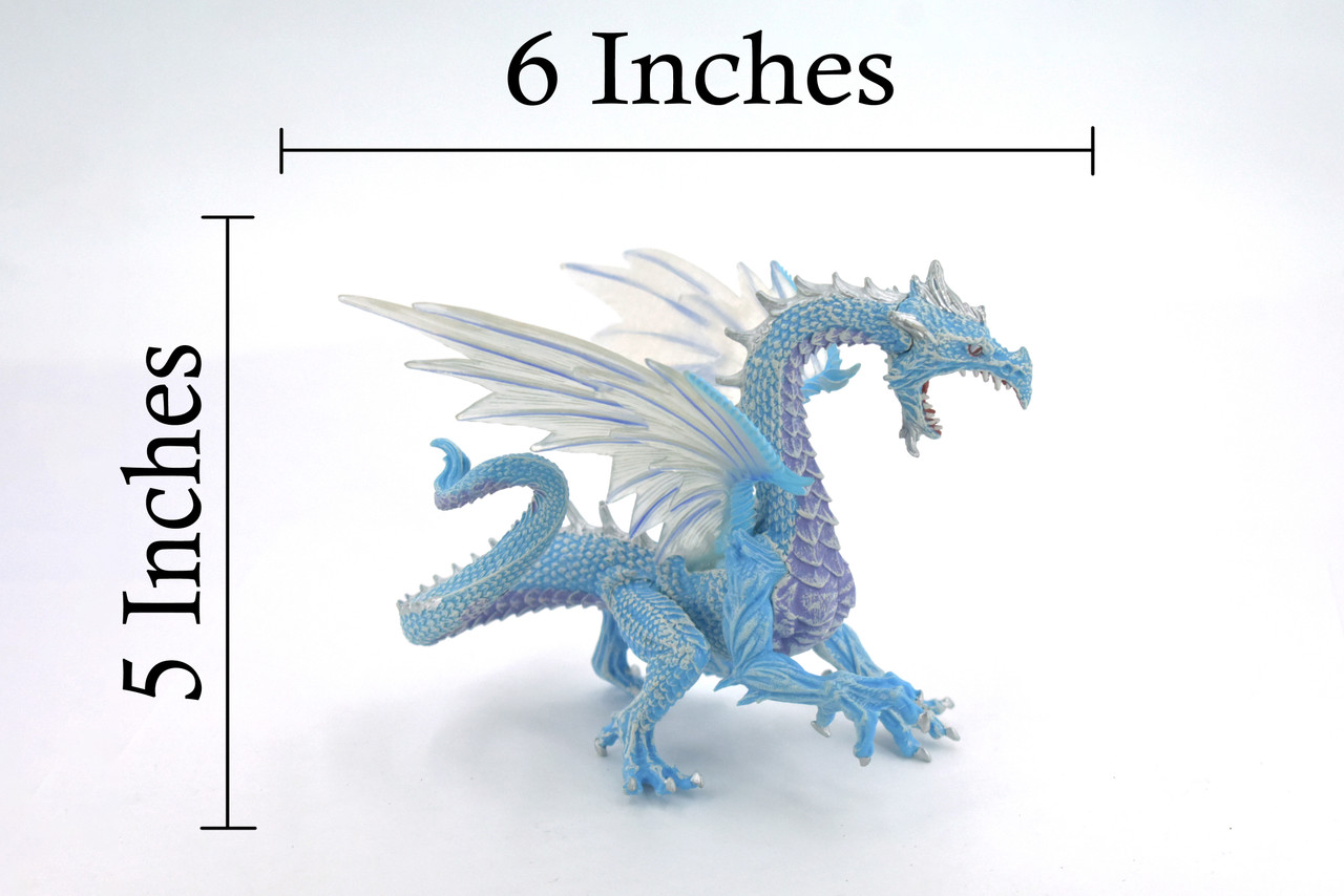 Dragon, Ice Dragon, Museum Quality, Highly Detaied, Hand Painted, Myth, Fantasy, Plastic, Educational, Realistic, Figure, Lifelike Figurine, Gift,      6"      F3424 B356