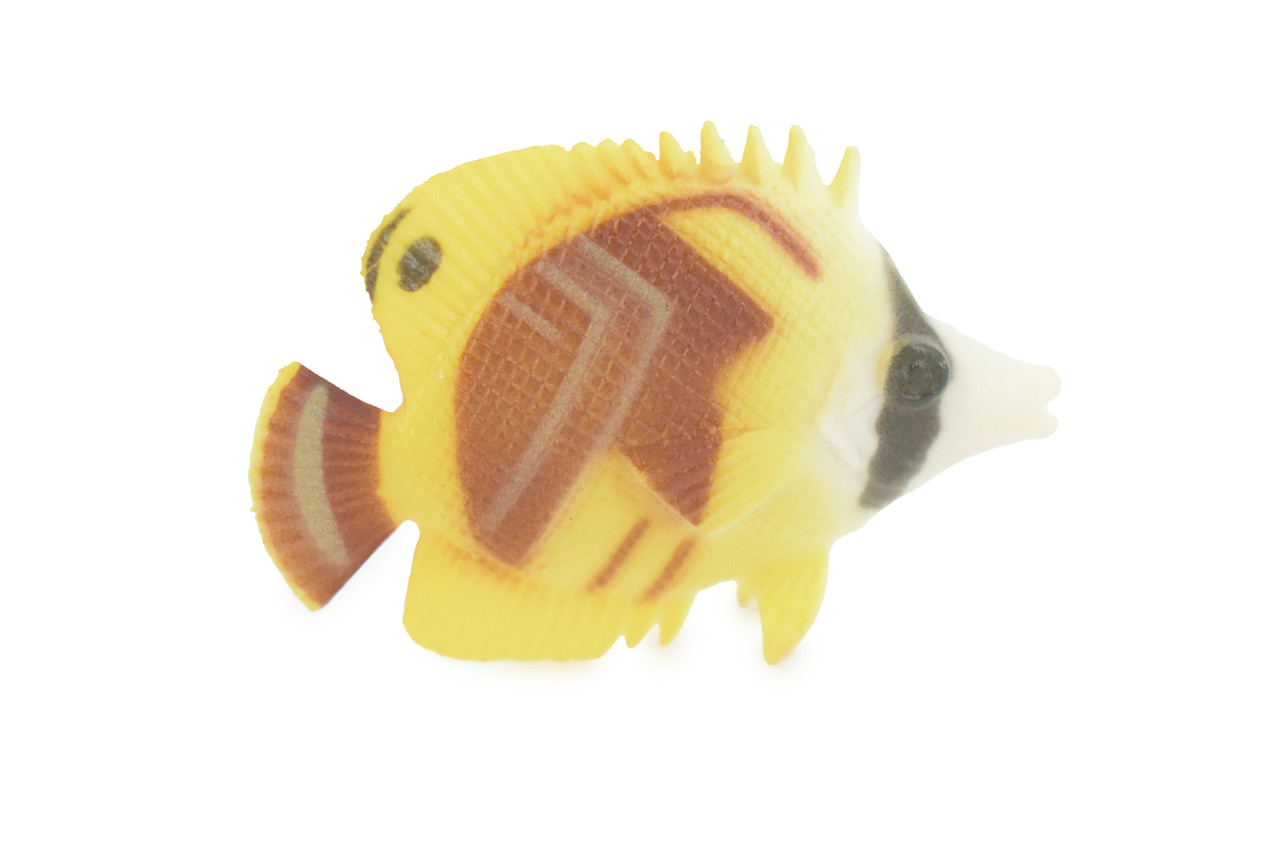 Butterfly Fish, Threadfin Butterflyfish, Rubber Fish Design, Realistic Figure, Educational, Figure, Lifelike, Toy Model, Figurine, Replica, Gift,       2 1/4"       F3452 B48