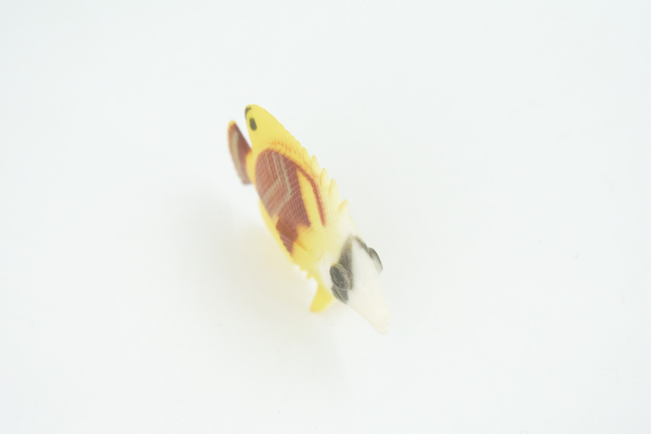 Butterfly Fish, Threadfin Butterflyfish, Rubber Fish Design, Realistic Figure, Educational, Figure, Lifelike, Toy Model, Figurine, Replica, Gift,       2 1/4"       F3452 B48