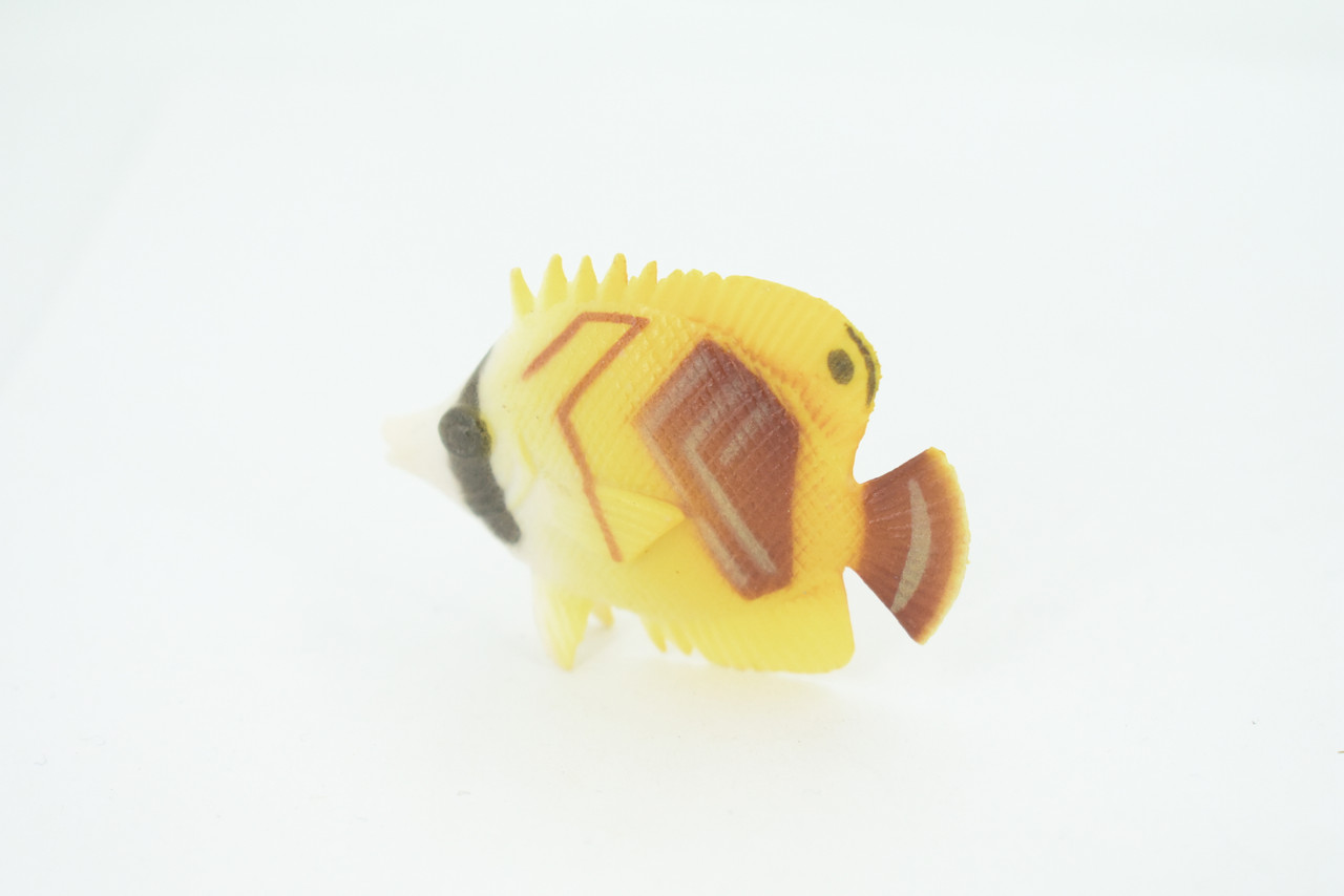 Butterfly Fish, Threadfin Butterflyfish, Rubber Fish Design, Realistic Figure, Educational, Figure, Lifelike, Toy Model, Figurine, Replica, Gift,       2 1/4"       F3452 B48
