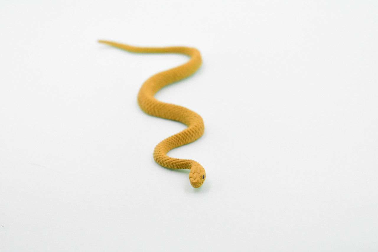 Snake, Yellow Tree Snake, Rubber Reptile, Educational, Realistic Hand Painted, Figure, Lifelike Model, Figurine, Replica, Gift,       4 1/2"       F3462 B360