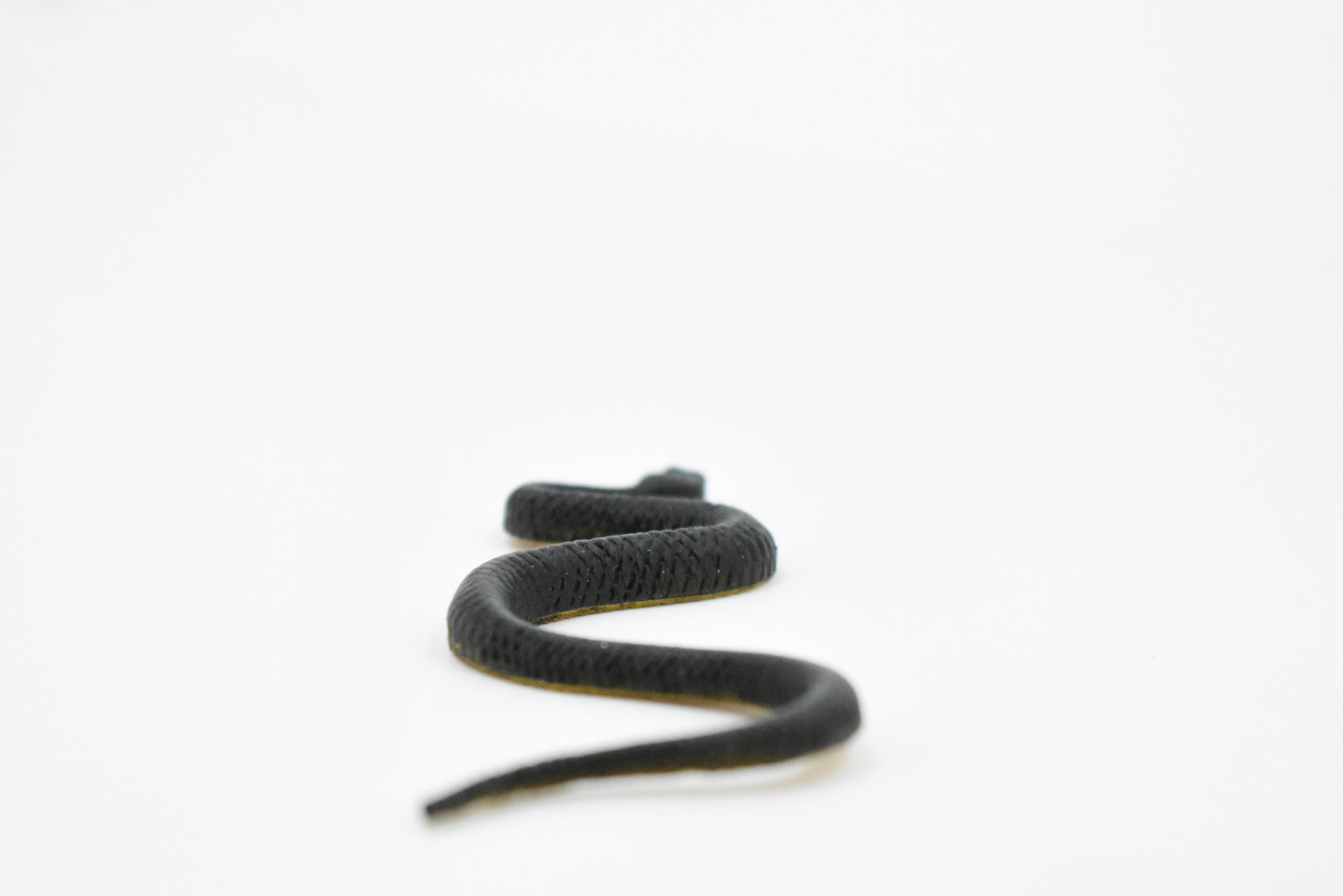 Snake, Black Mamba Snake, Rubber Reptile, Educational, Realistic Hand Painted, Figure, Lifelike Model, Figurine, Replica, Gift,       4 1/2"       F3463 B360