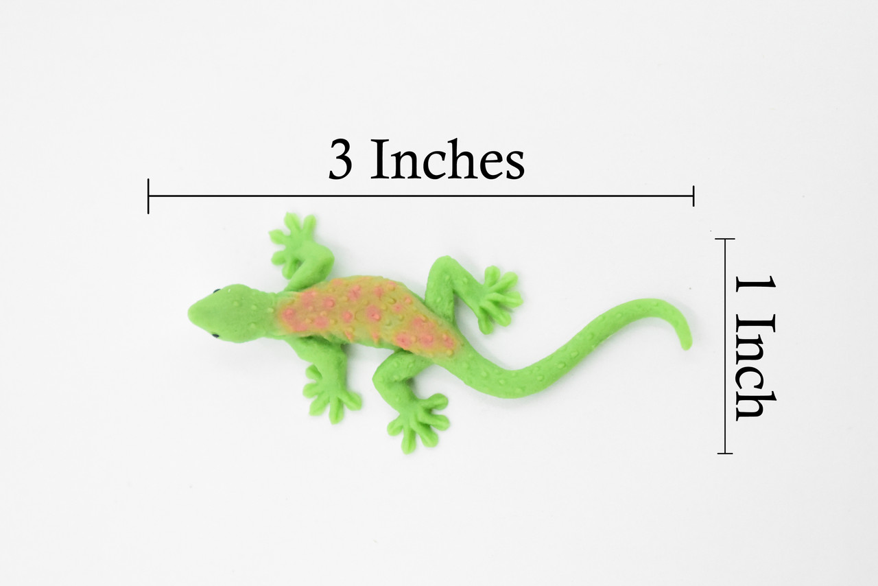 Gecko, Green with Red Spots, Lizard, Reptile, Soft Rubber Toy, Realistic, Rainforest, Figure, Model, Replica, Kids, Educational, Gift    3"   F3468 B360    