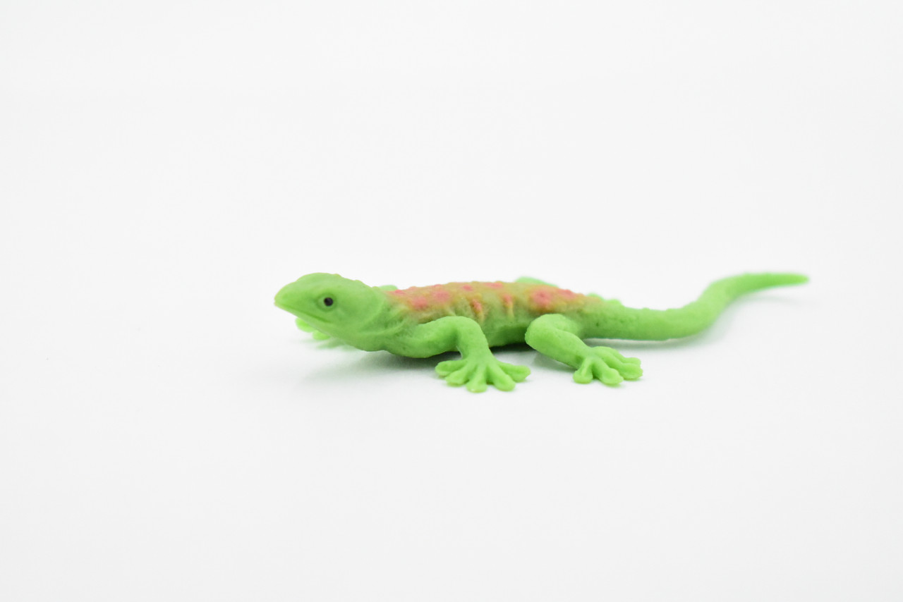 Gecko, Green with Red Spots, Lizard, Reptile, Soft Rubber Toy, Realistic, Rainforest, Figure, Model, Replica, Kids, Educational, Gift    3"   F3468 B360    